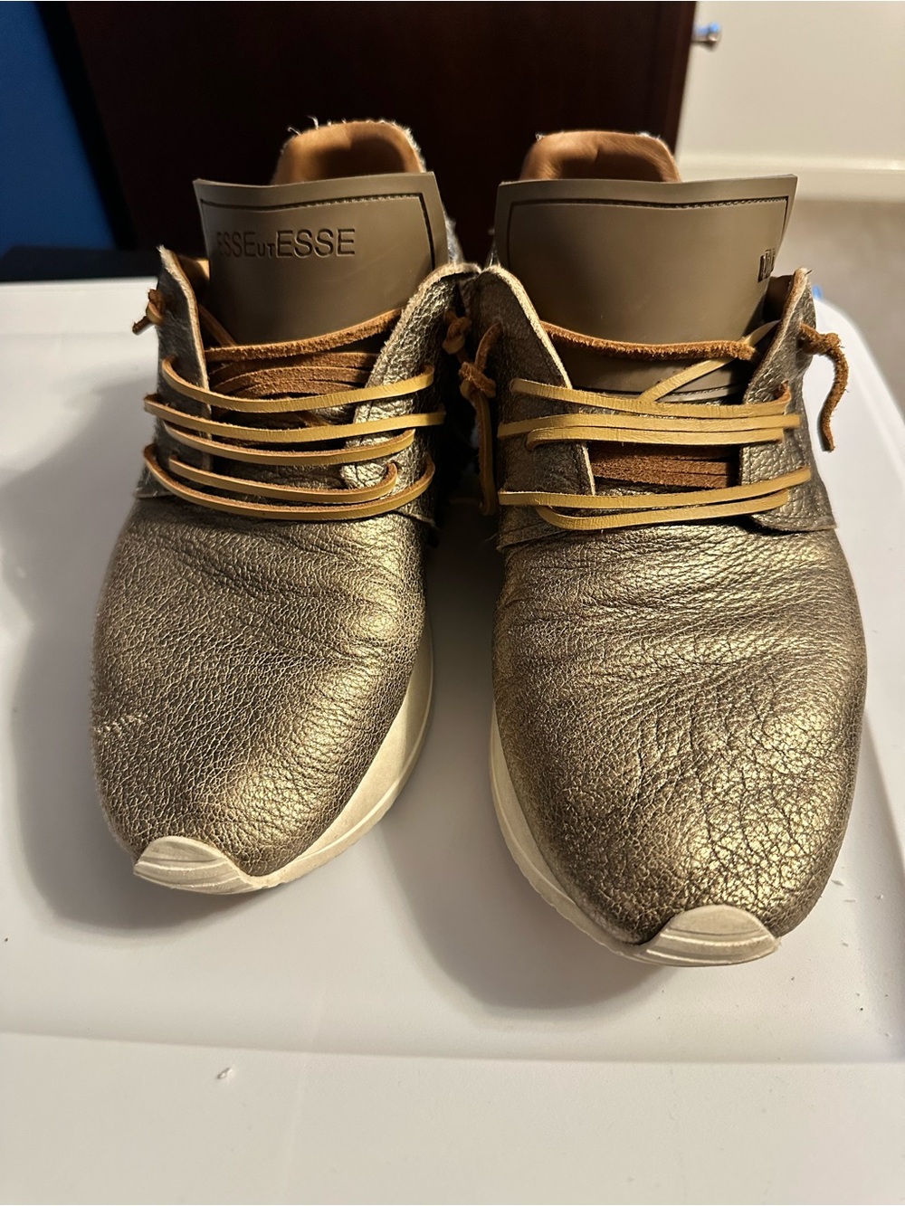 Women’s Metallic Gold Sneakers - Casual Comfort